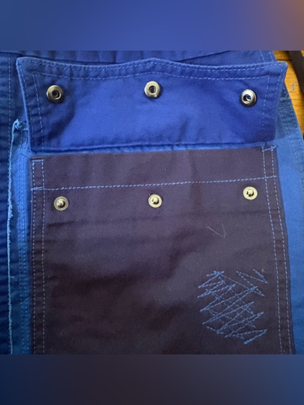 Zadig & Voltaire Utility Mini Skirt Blue Cargo Snap Pocket Raw Hem Size Small - Picture 4 of 7